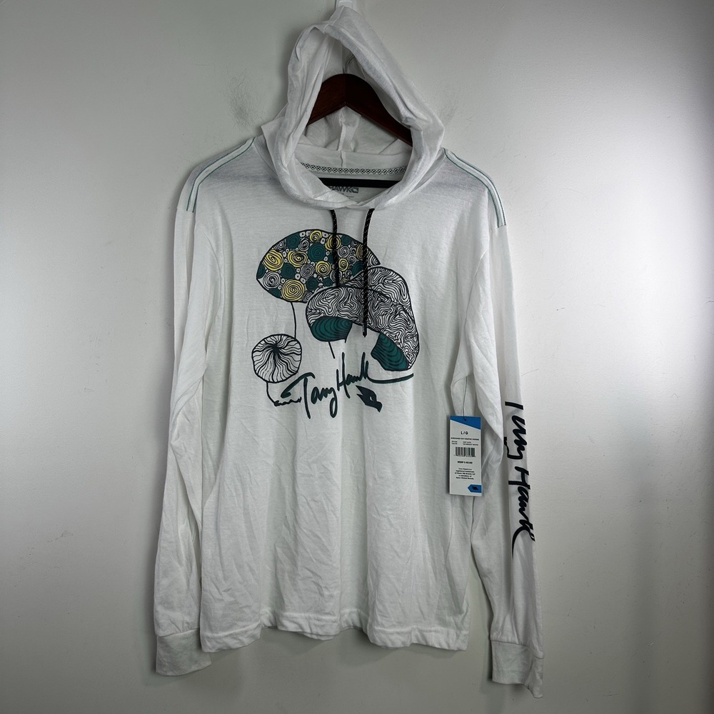 Tony Hawk Men's Shroomed Out Graphic Lightweight Skate T-shirt Hoodie Large